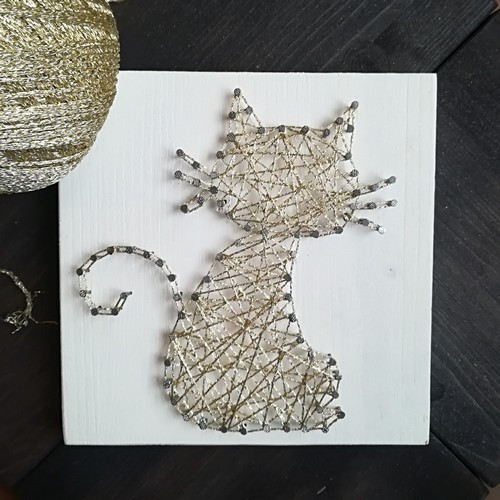 Kit Stringart Chat Dore Mercerie Floriane